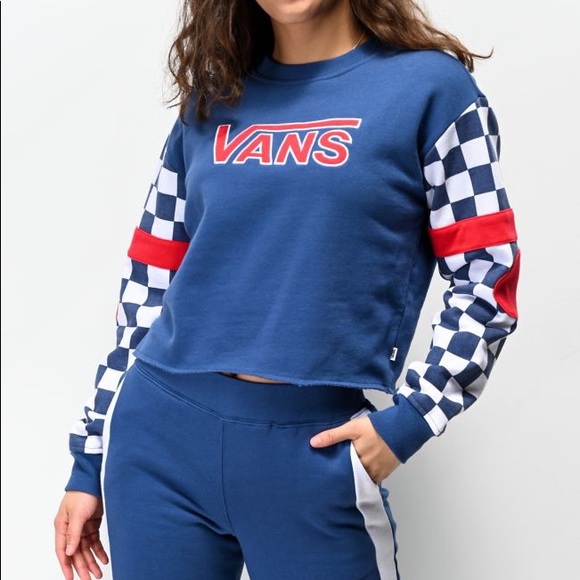 Vans Sweaters - Vans BMX Red ,White,Blue Crop Crew Neck Sweatshirt